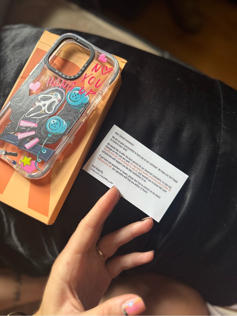 Rosanna Clear Phone Case with Pink Hearts & Blue Button Accents